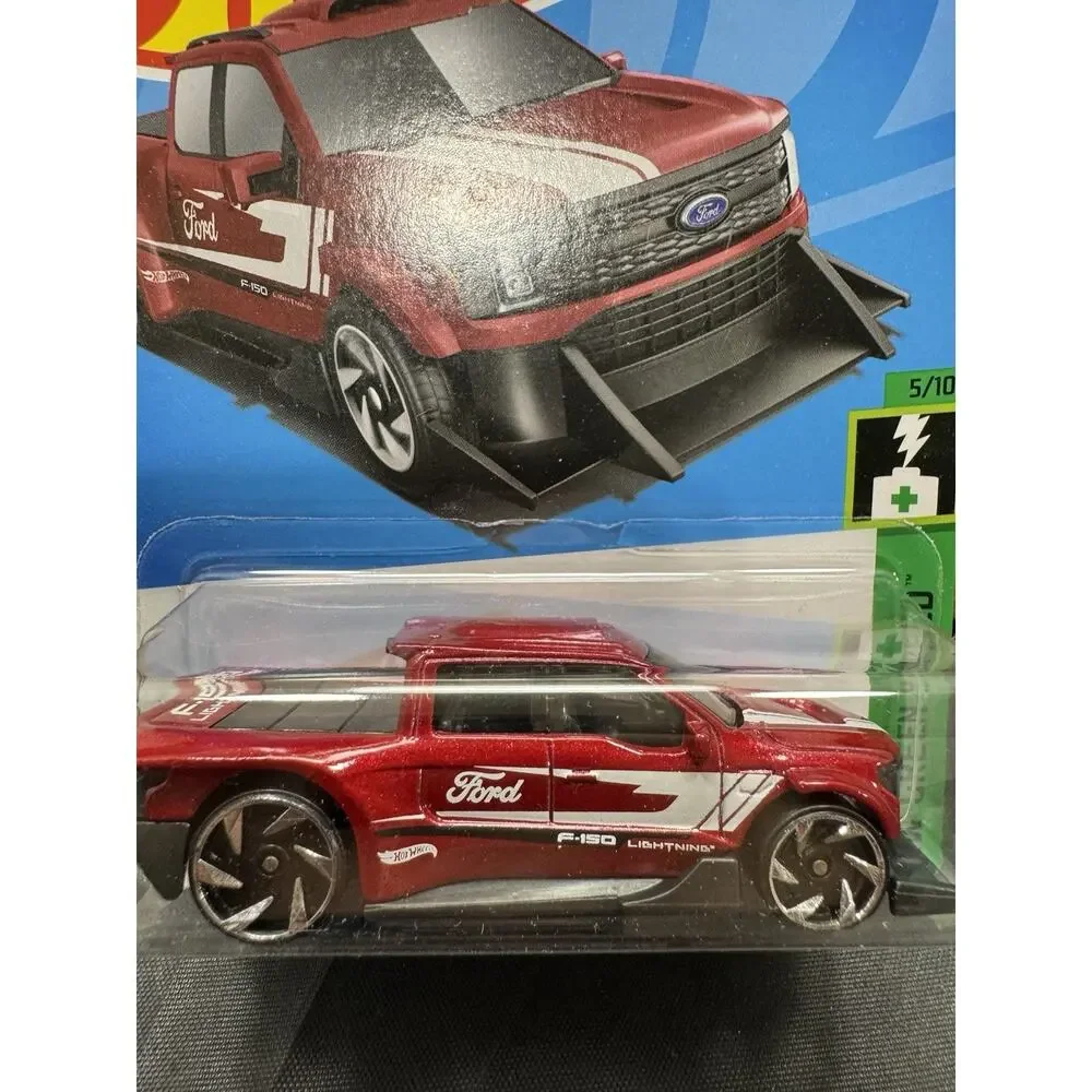 Hot Wheels 2024 Ford F-150 Lightning Custom Red #37 HW Green Speed 5/10 HTB82